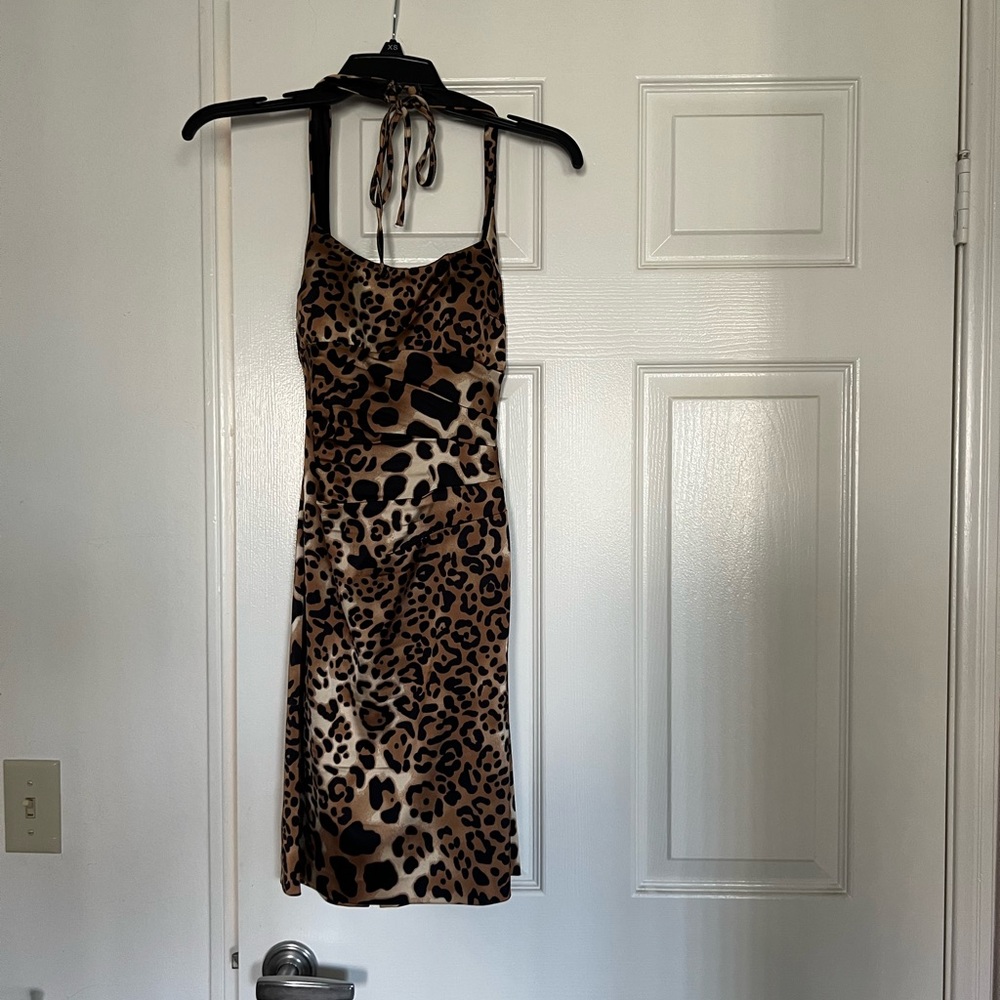 Cache leopard satin dress